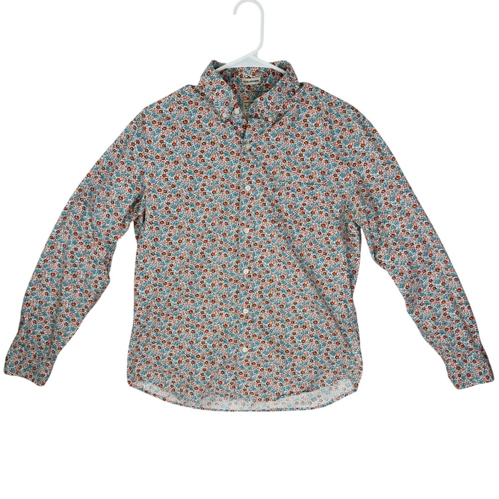 J.Crew Secret Wash Shirt Mens Medium‎ Short Slim Untucked Floral Stretch 77388